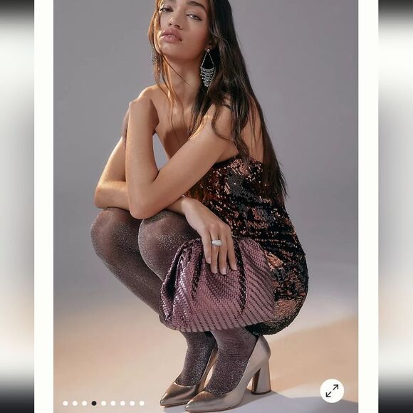 ANTHROPOLOGIE sequined strapless party NYE mini dress plus size 16 - Picture 12 of 13